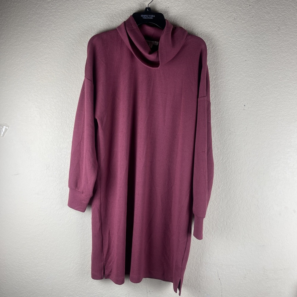 Mind Britain Women's XL Berry Pink Cowl Neck Long Sleeve Knit Sweater Dress